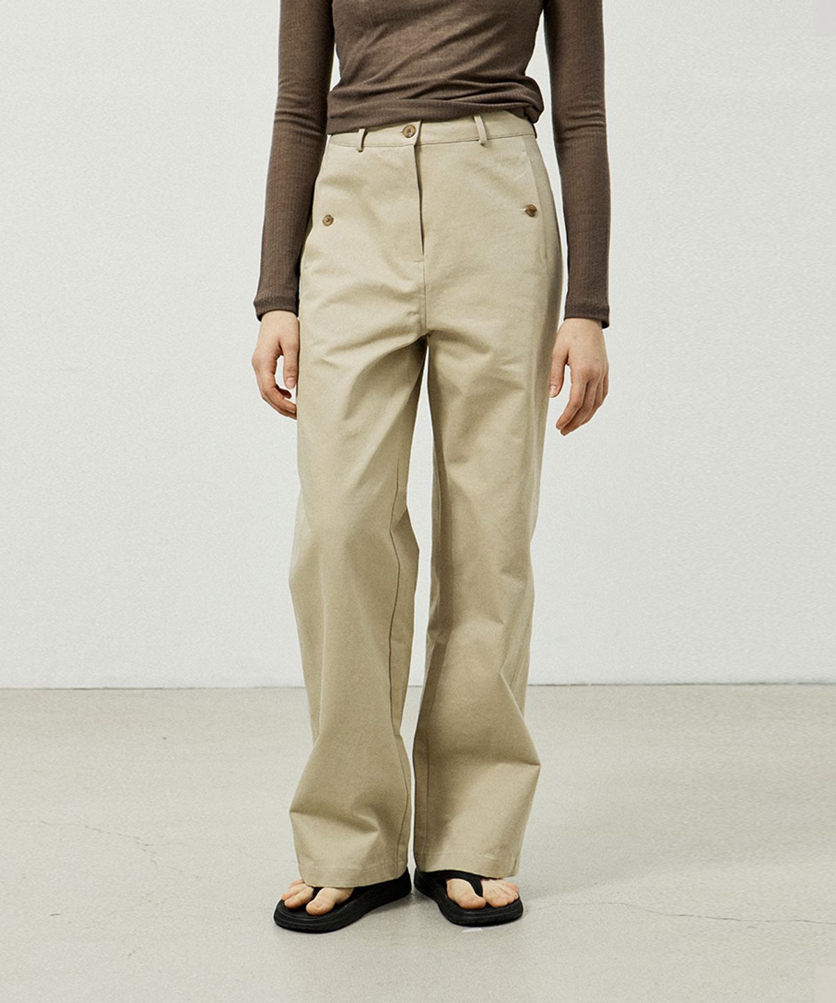 에드워드벌룬(EDWARD BALLOON) Wide cotton pants_PT050 - Beige