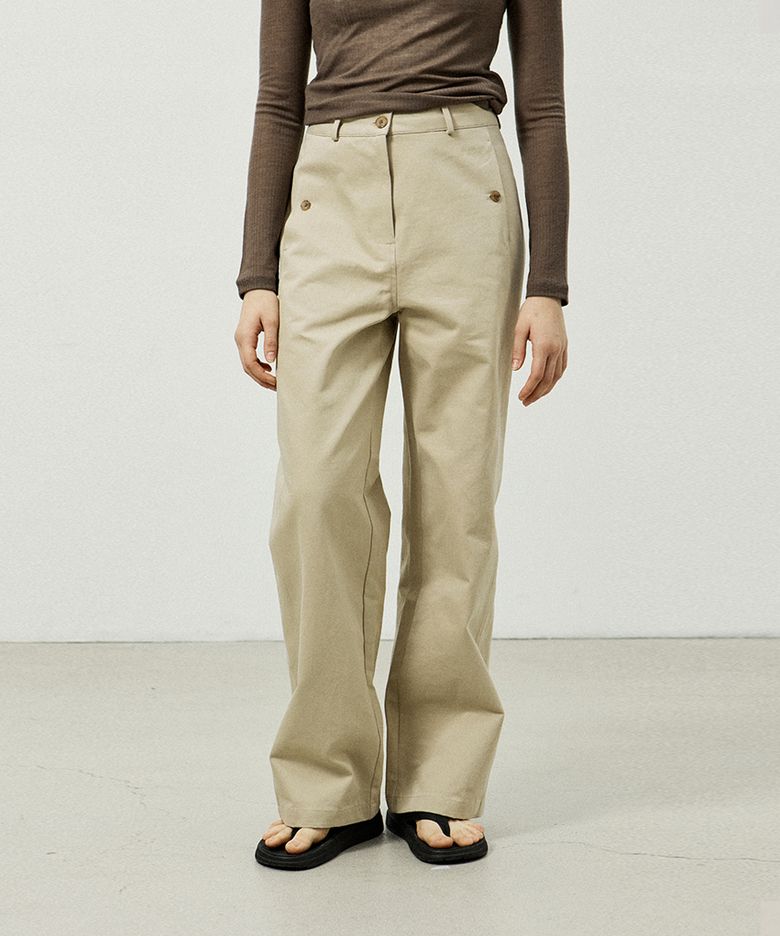 Wide cotton pants_PT050 - Beige