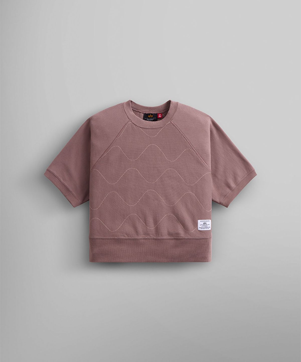 알파 인더스트리(ALPHA INDUSTRIES) 숏 슬리브 퀼티드 스웨트셔츠 우먼 더스티 퍼플