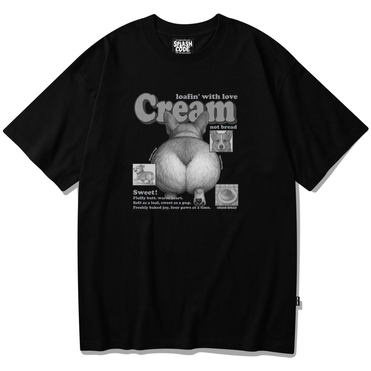 스플래시코드(SPLASHCODE) 반팔 티셔츠 블랙 - 크림빵(Cream Bread)