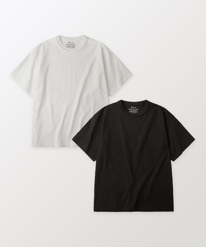 [2PACK] BASIC CREW NECK T-SHIRT_OFF WHITE/BLACK