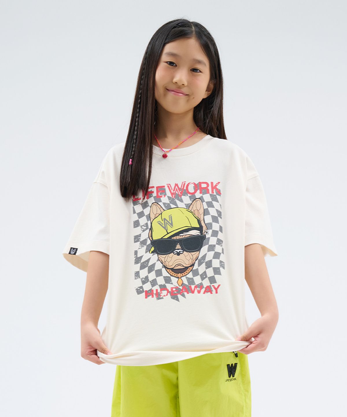 라이프워크 키즈(LIFEWORK KIDS) 키즈) 체커보드 힙독 반팔 티셔츠