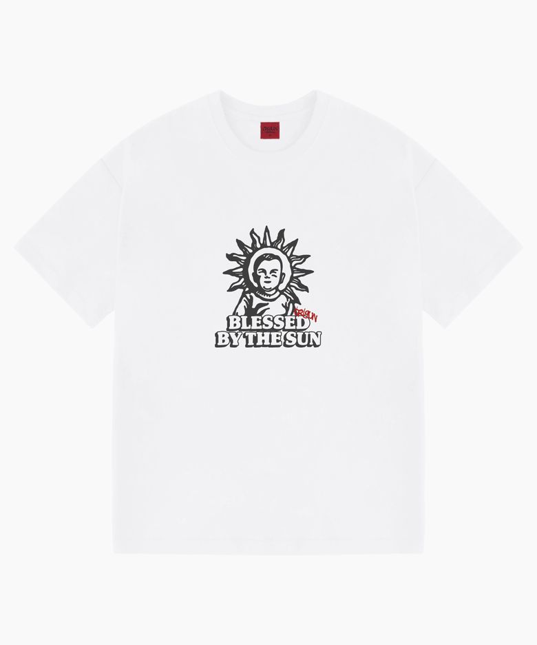 blessed by the sun 20s 세미 오버핏 반팔티 WHITE