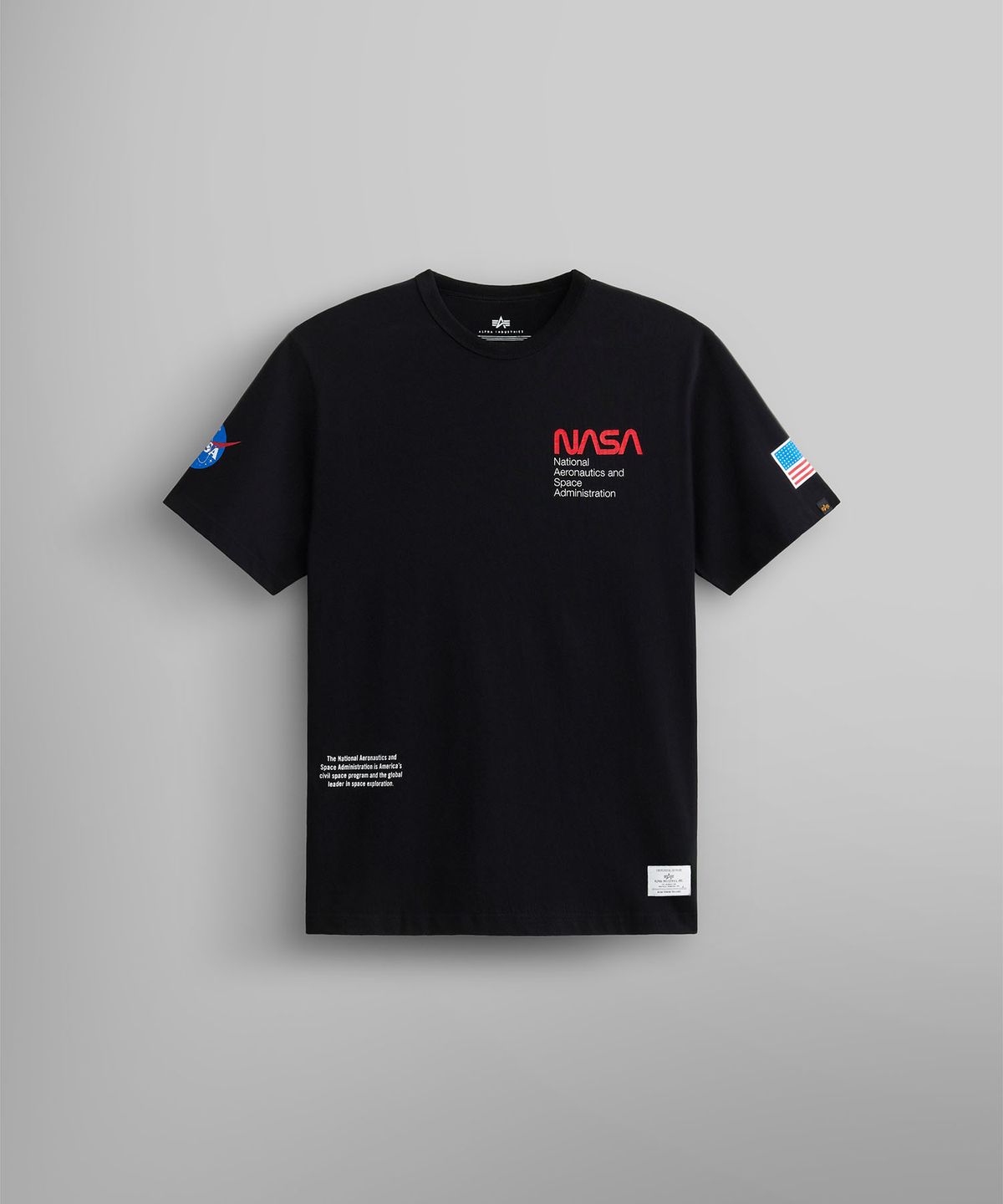알파 인더스트리(ALPHA INDUSTRIES) 나사 웜 로고 GEN II 티 블랙