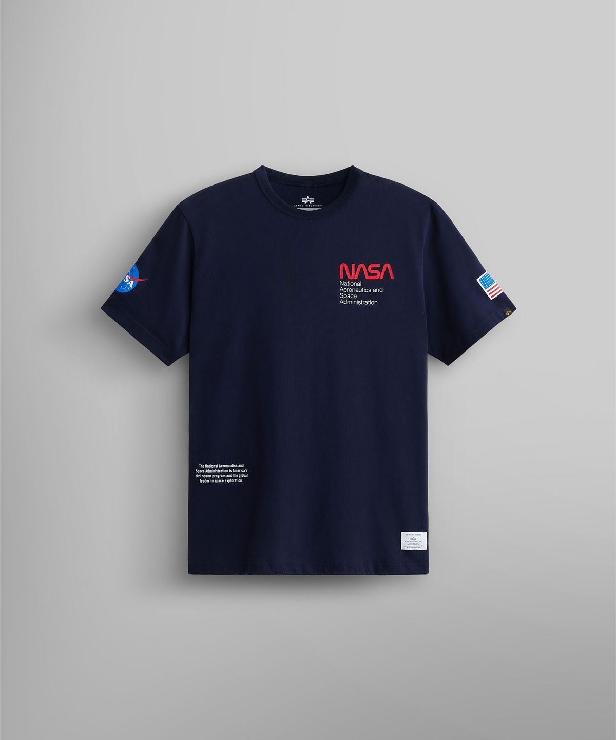 알파 인더스트리(ALPHA INDUSTRIES) 나사 웜 로고 GEN II 티 레플리카 블루