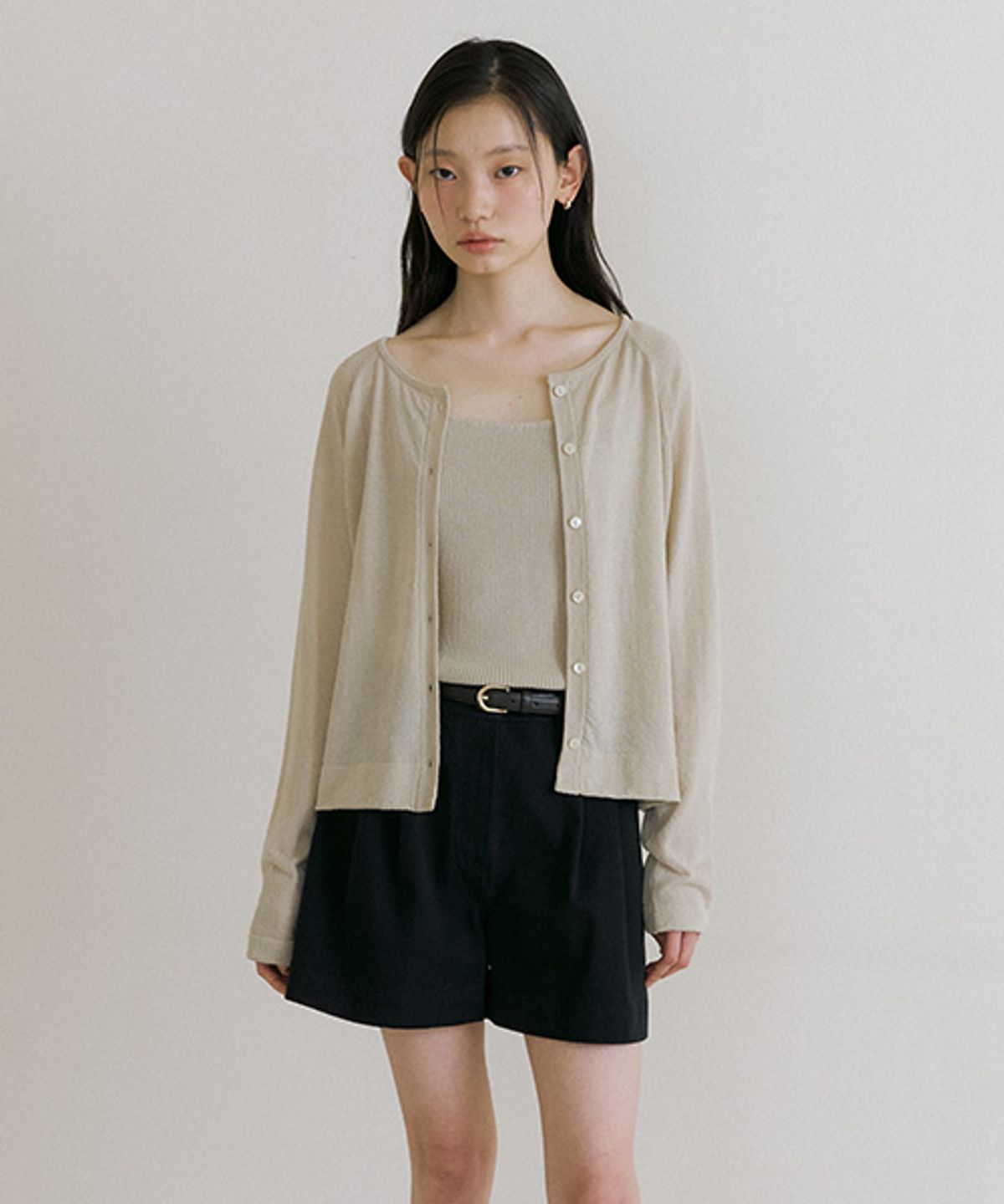 링서울(LINGSEOUL) cotton blended knit cardigan-beige