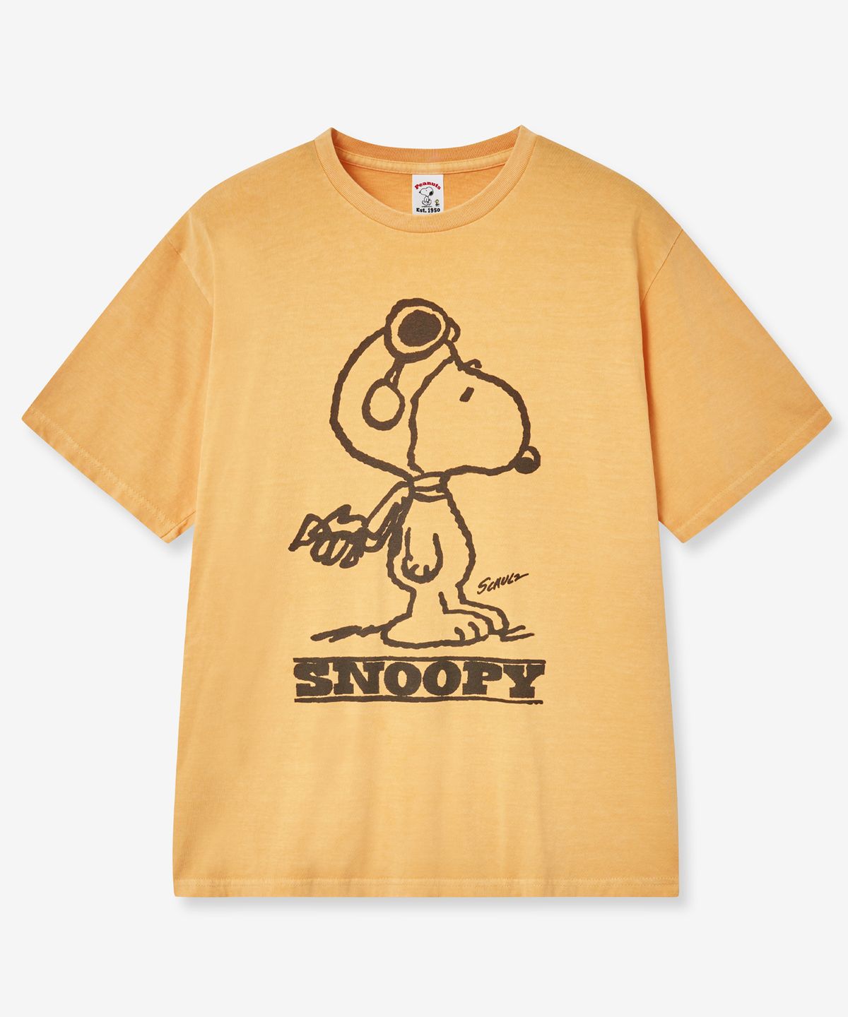 브이투(VTWO) 조종사 스누피 피그먼트 티셔츠 (YELLOW)