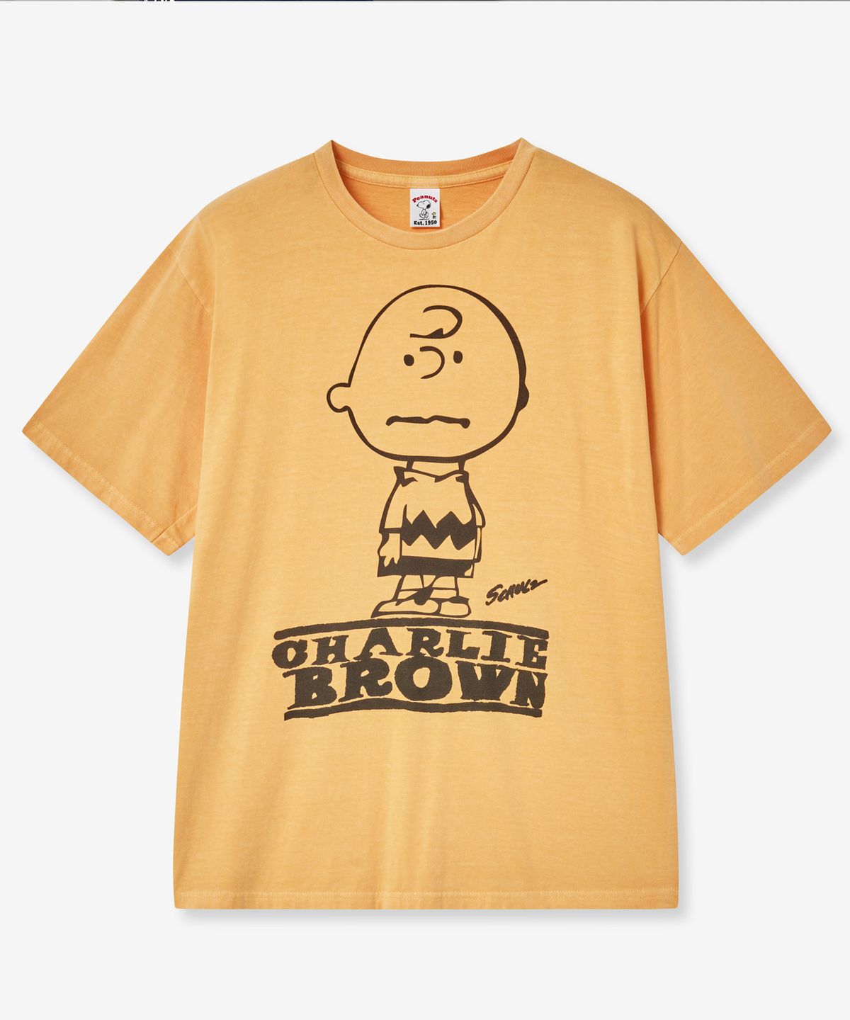 브이투(VTWO) 찰리 브라운 피그먼트 티셔츠 (YELLOW)