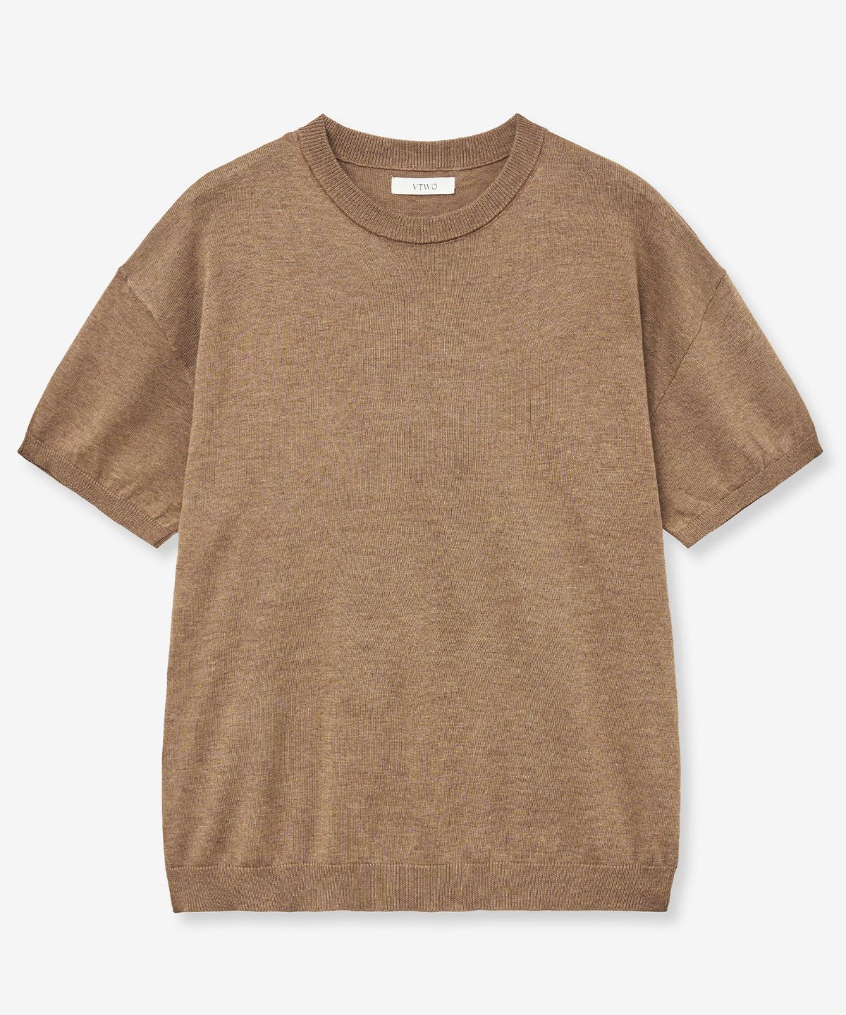 브이투(VTWO) 쿨 워셔블 라운드 넥 하프 니트 (BROWN)