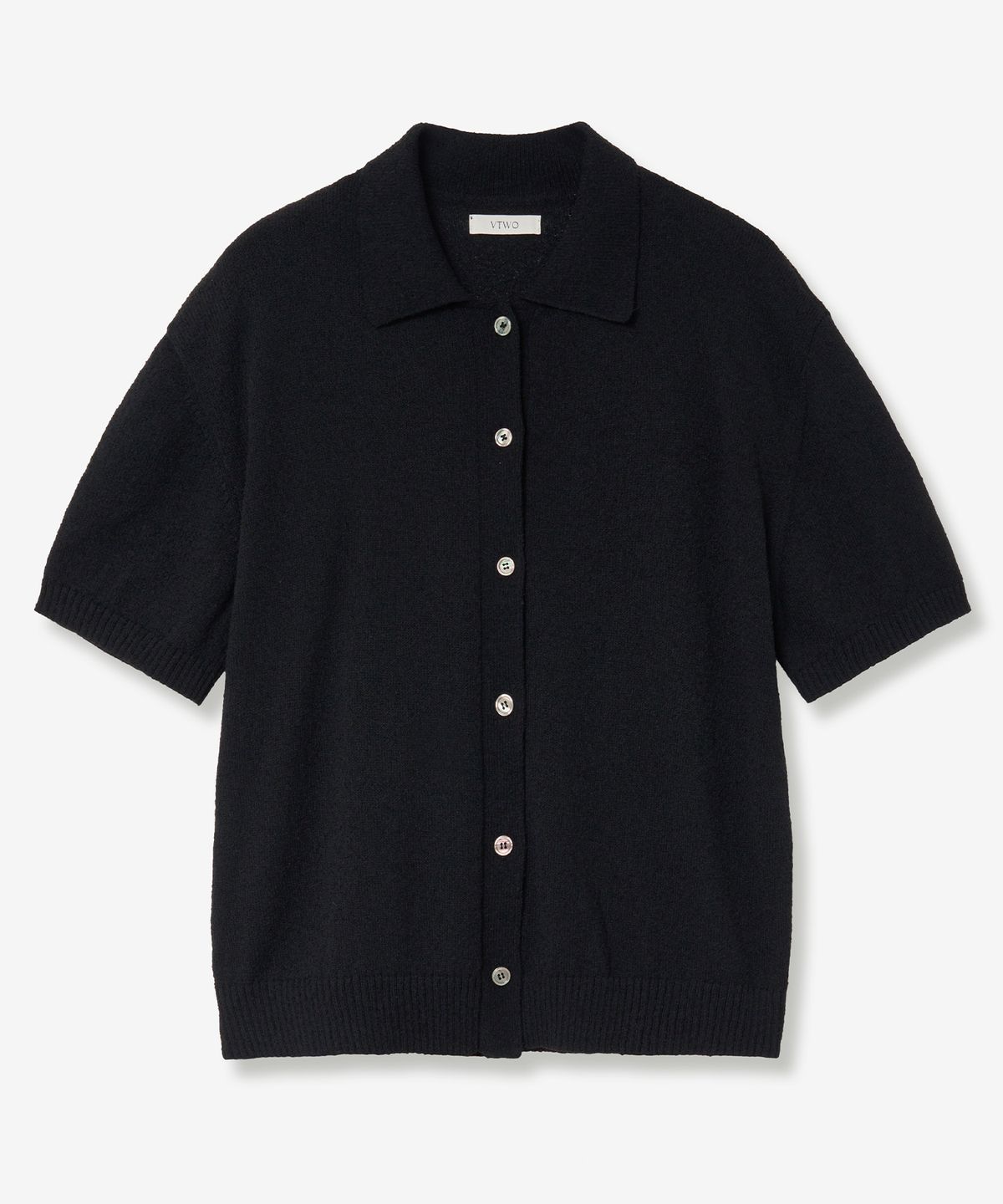 브이투(VTWO) 쿨 워셔블 부클 카라 니트 (BLACK)