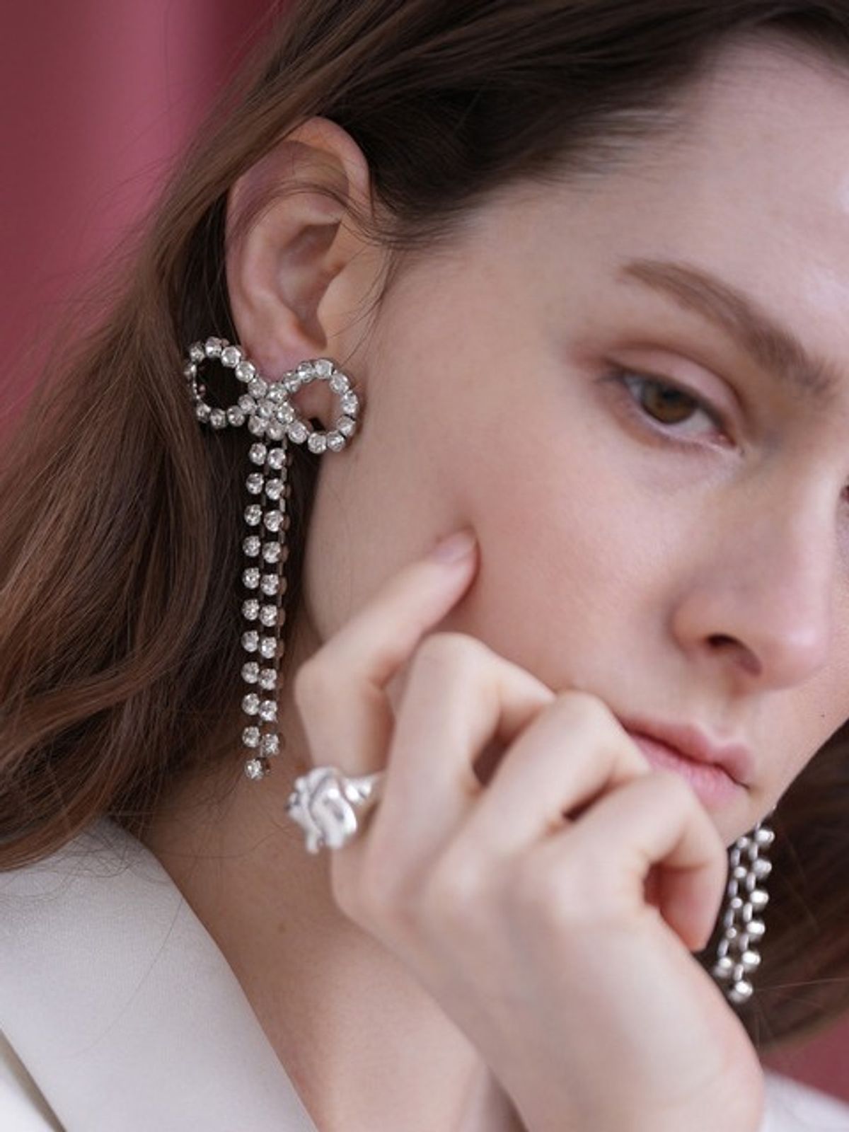 조에나(ZOENA) Cubic ribbon earring
