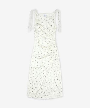 프린티드 새틴 개더드 원피스 - 에그렛 / W0262135