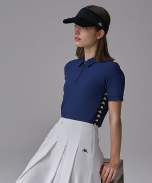 골프 반집업 반팔티셔츠 여성 네이비