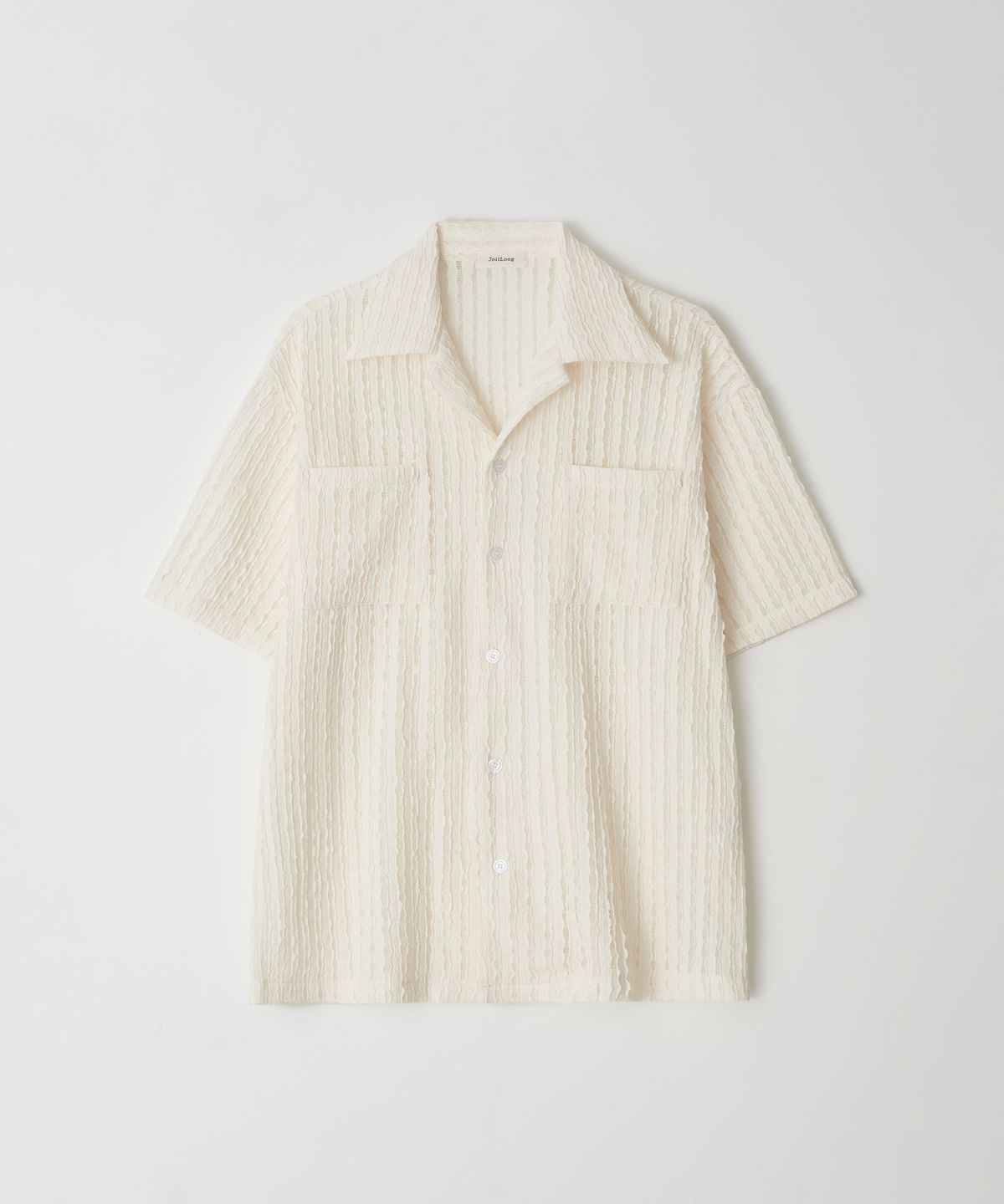 조질롱(JOJILONG) JN160 Crochet Open Collar 1/2 Shirt - IVORY