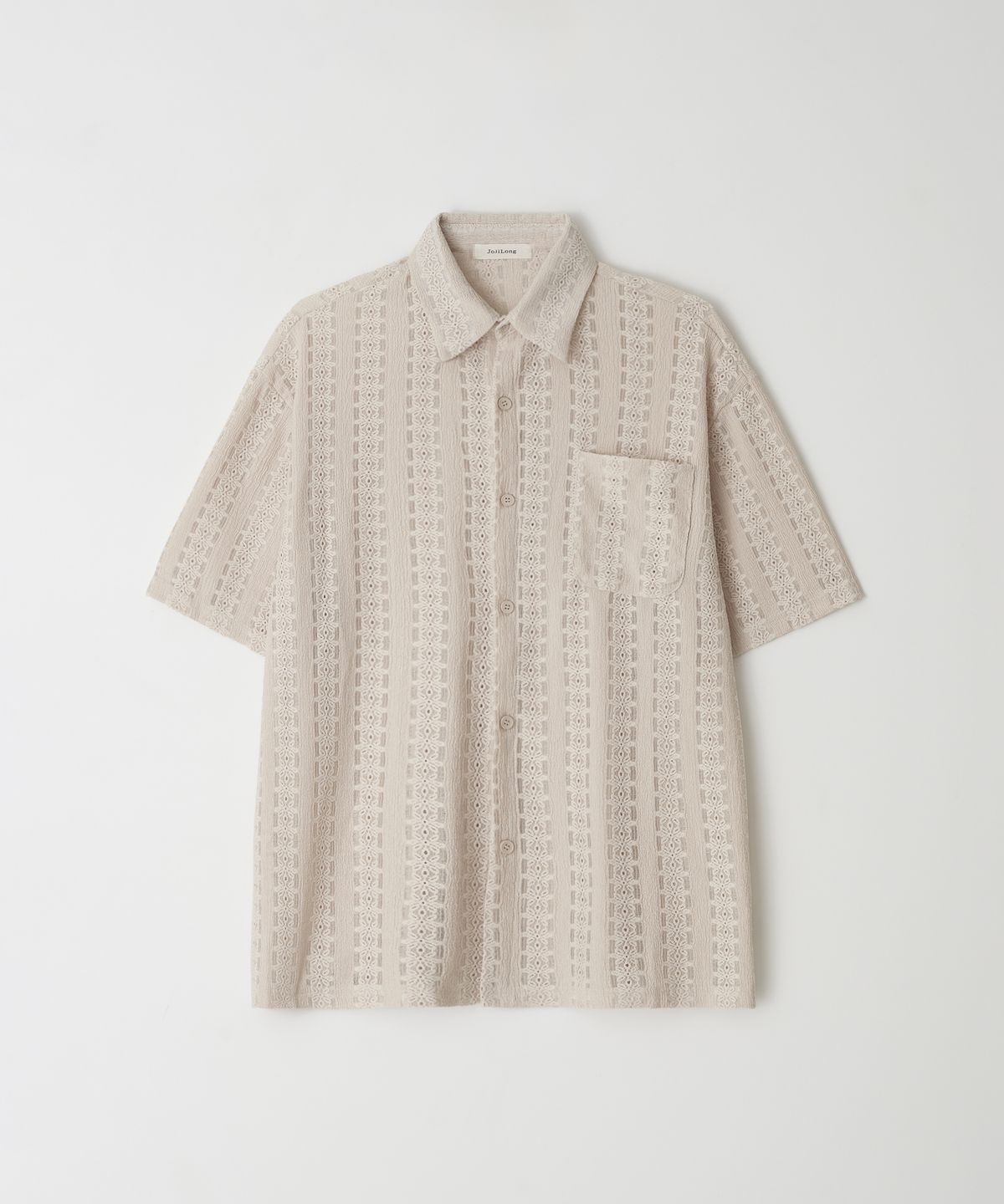 조질롱(JOJILONG) JN161 Crochet Ethnic 1/2 Shirt - BEIGE