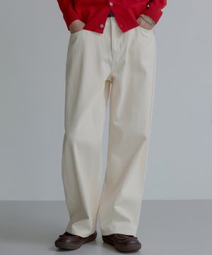 루즈 와이드 코튼 팬츠 [아이보리]
