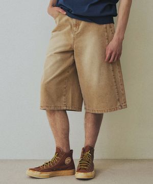 사이드 절개 워싱 버뮤다 숏 팬츠 [베이지]