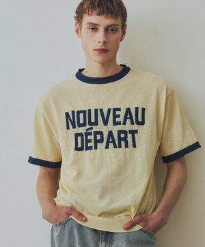 레터링 반팔 배색 링거티 [옐로우]