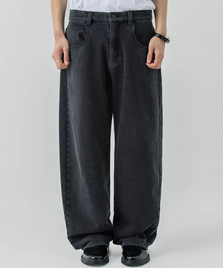 리플렉트 커브드 스웻 팬츠 [워시드 블랙]