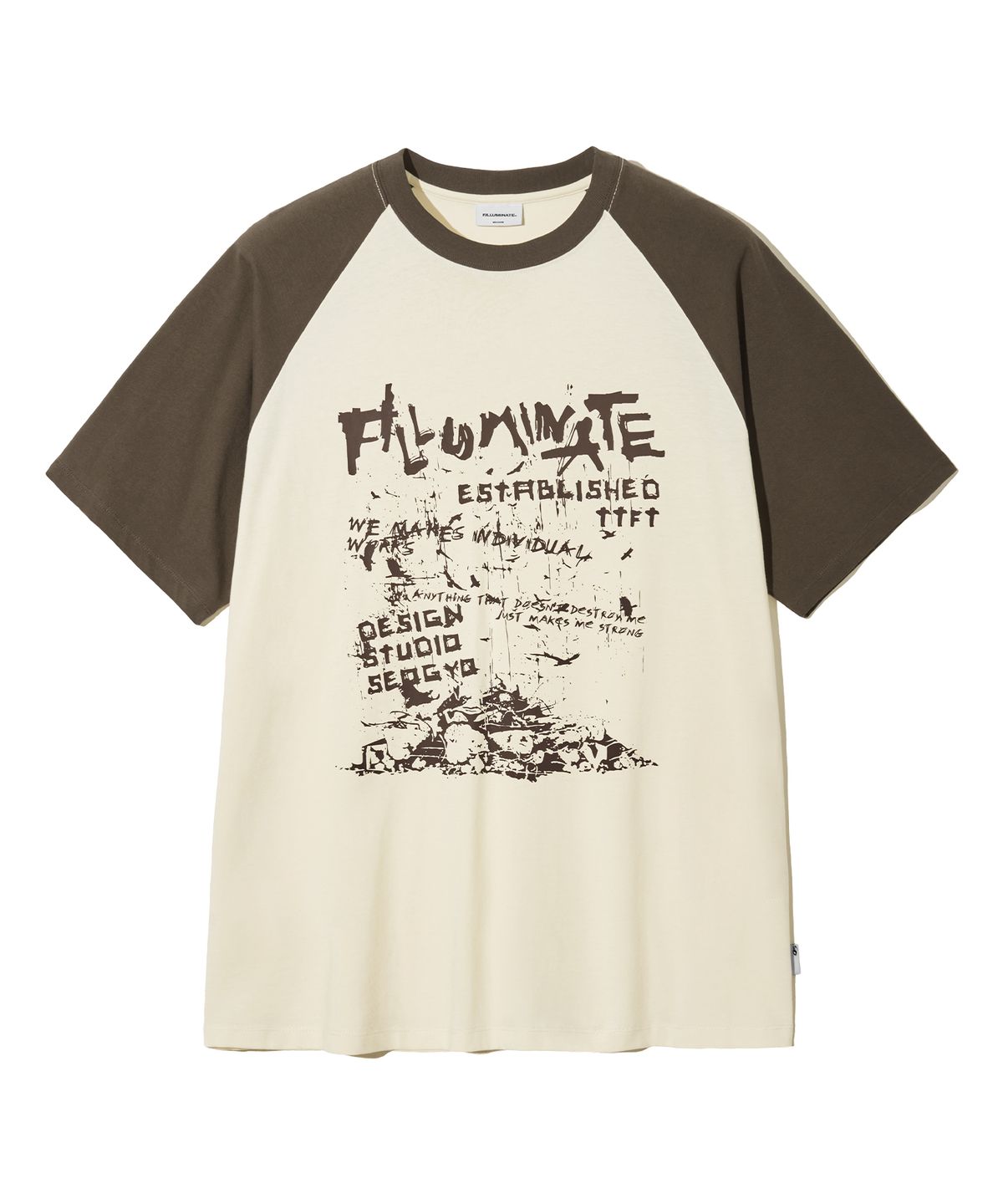 필루미네이트(FILLUMINATE) 메스 래글런 티셔츠-브라운