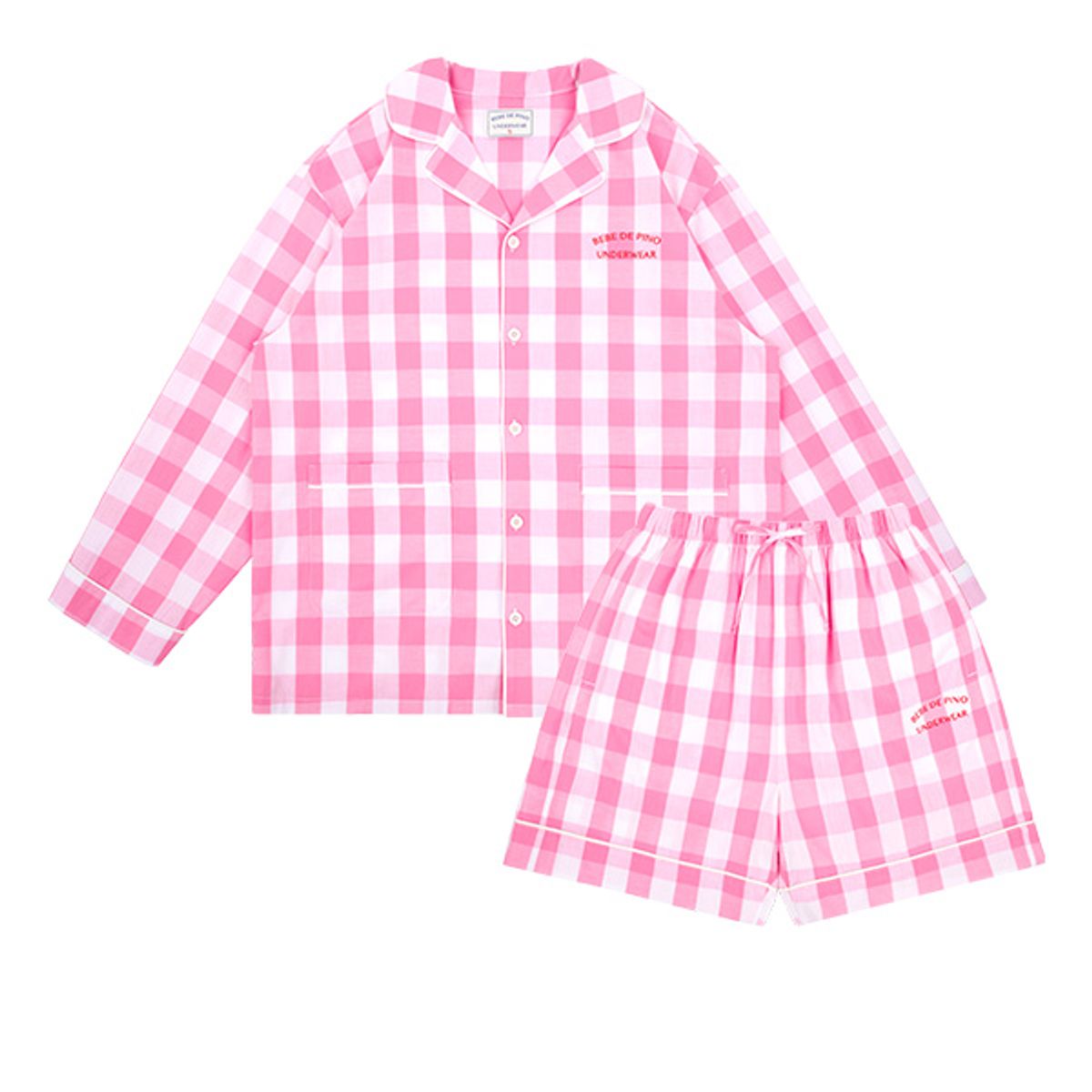 베베드피노 언더웨어(BEBEDEPINO UNDERWEAR) [WOMEN] 여성핑크빅체크파자마세트_BU51UJ502