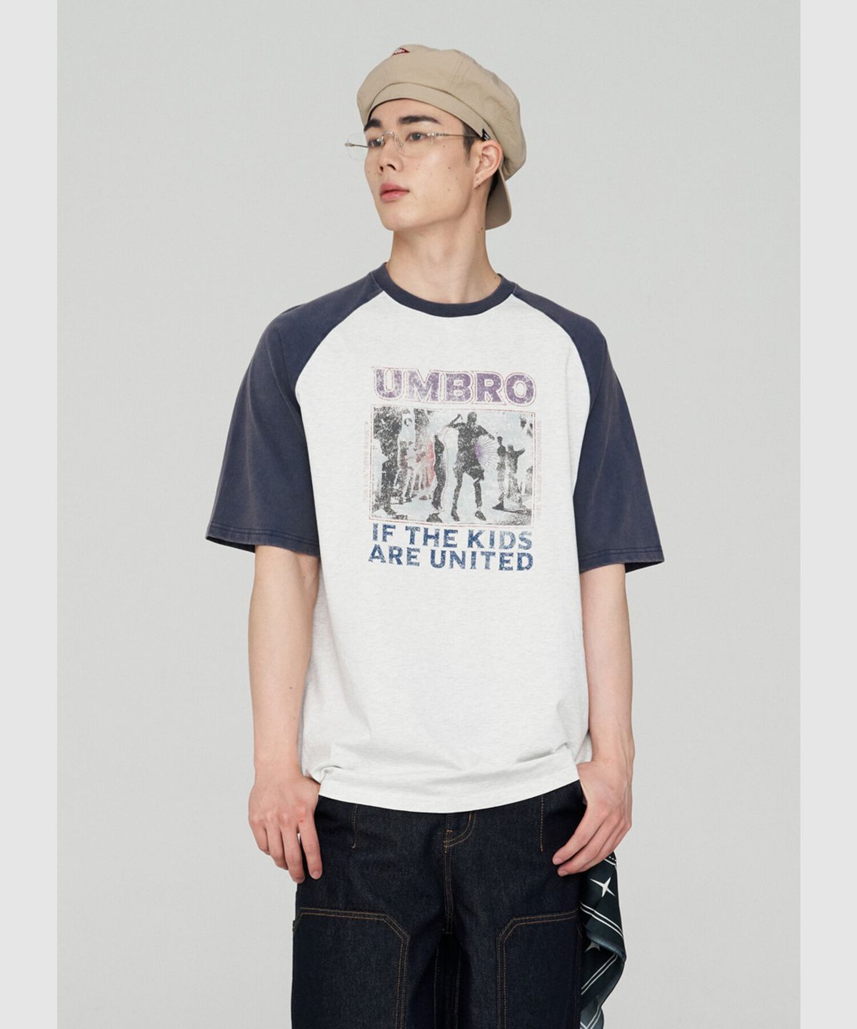 엄브로(UMBRO) HBL 위켄드 훌리건 피그먼트 다잉 래글런 반팔 티셔츠 그레이(UQ223CRS60)