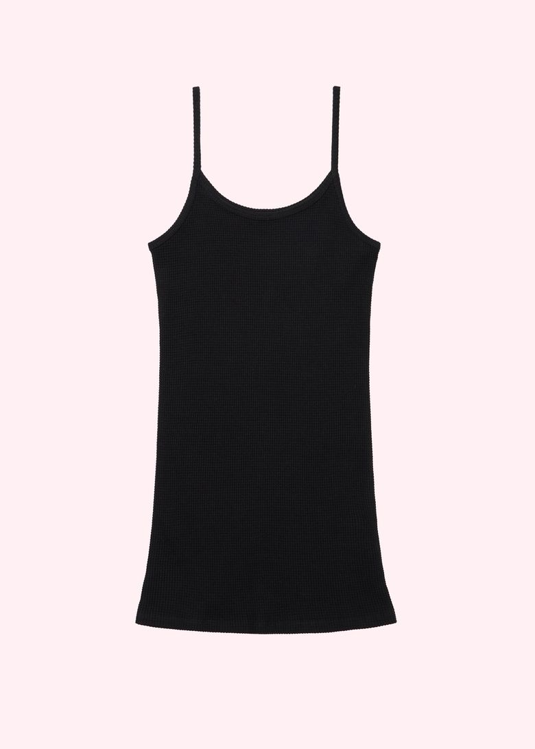 Waffle sleeveless shirt (black)