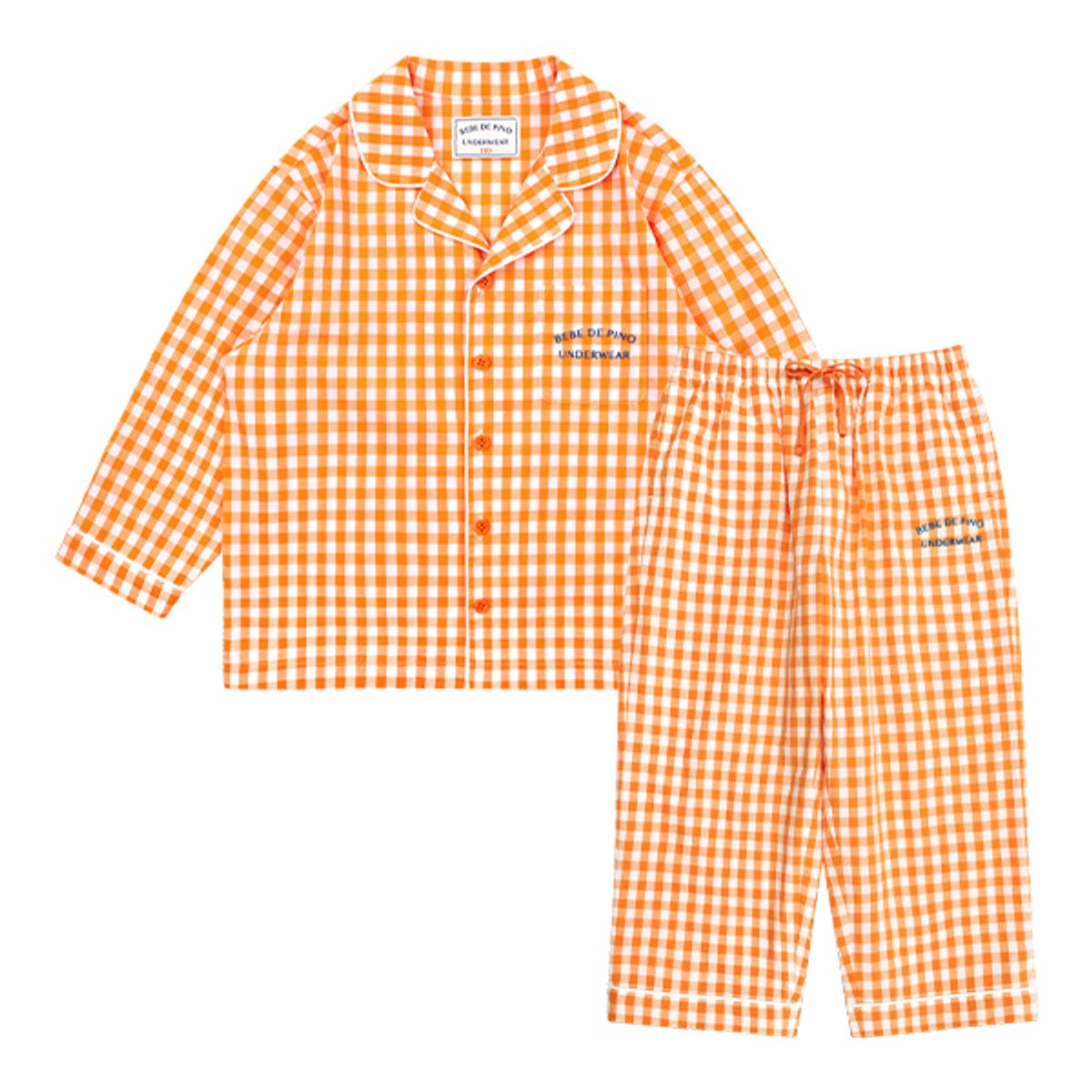 베베드피노 언더웨어(BEBEDEPINO UNDERWEAR) 오렌지체크파자마세트_BU41UJ304