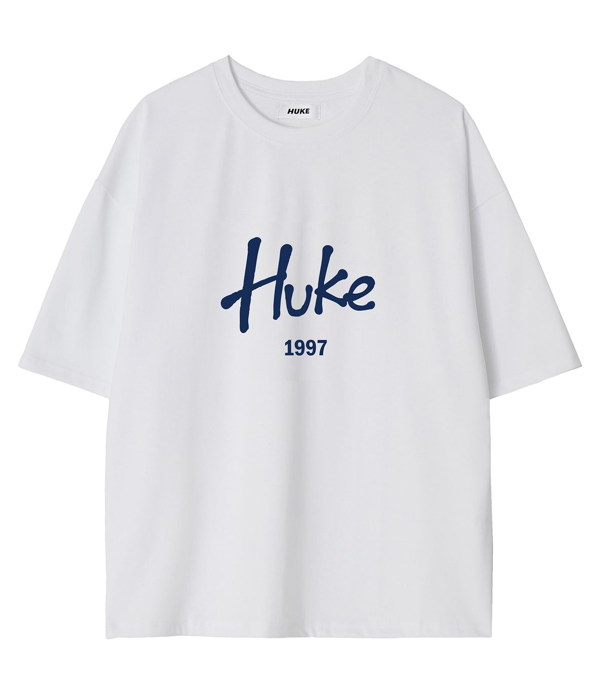 후크(HUKE) 시그니쳐 미들로고 반팔티셔츠 (화이트)
