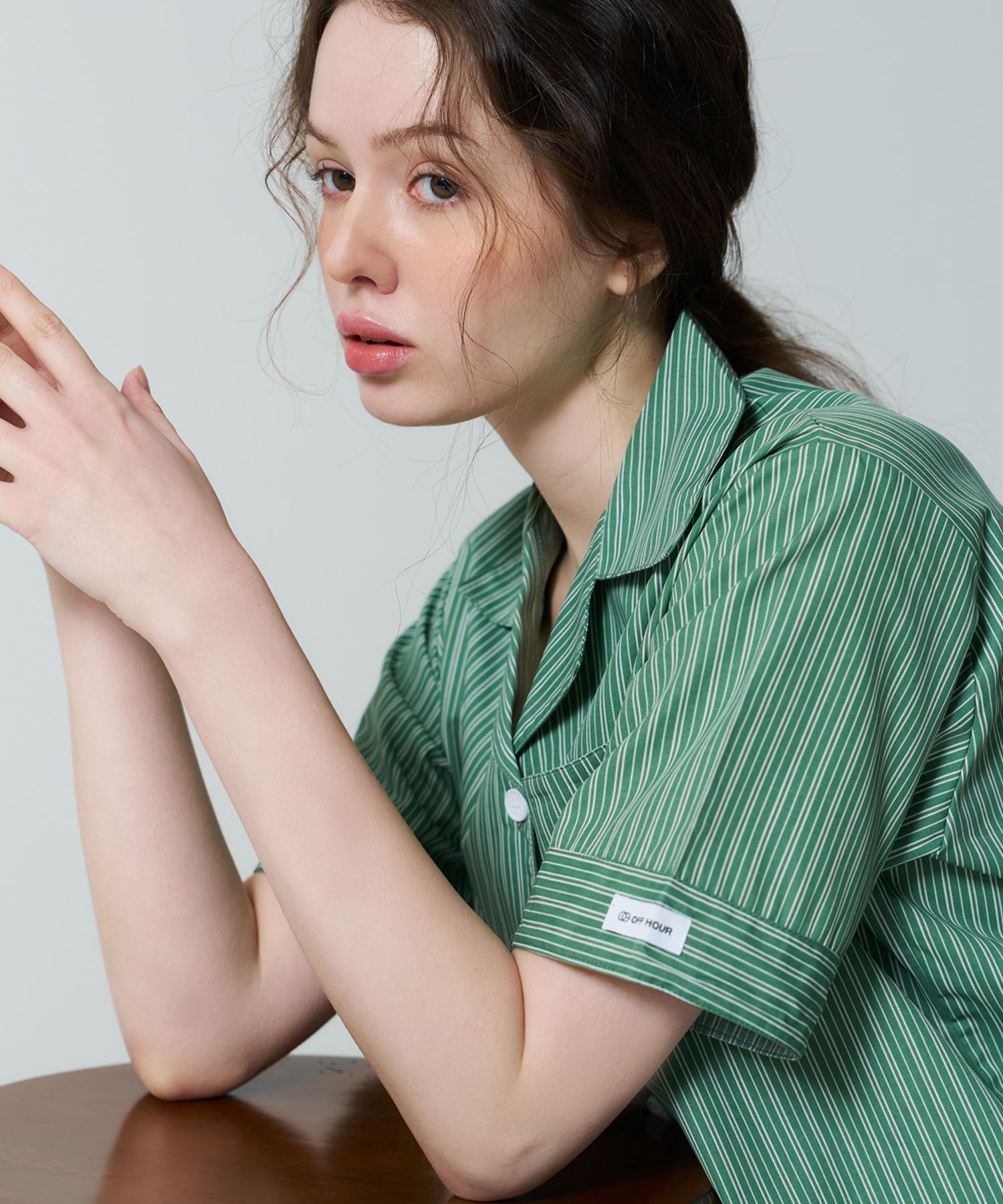 MUSINSA | OFFHOUR Greenwood Short Sleeve Pajama Set