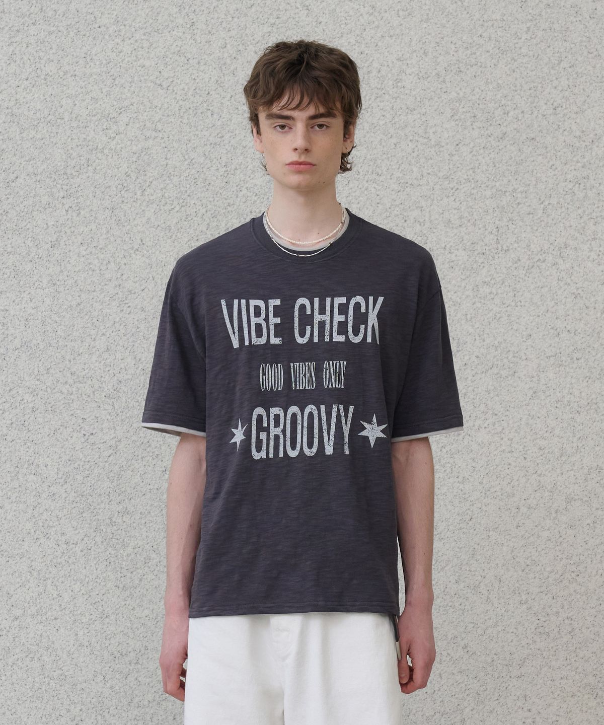 노운(NOUN) layered t-shirts (charcoal)
