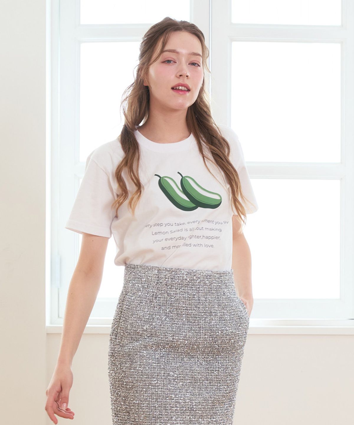 엘바이엘(LBYL) 오이 프린팅 코튼 반팔 티셔츠