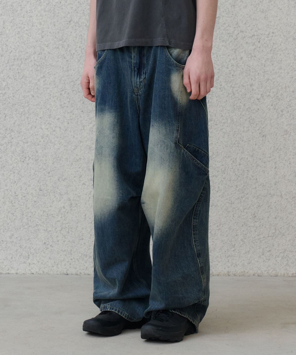 노운(NOUN) side line cargo denim pants (blue)