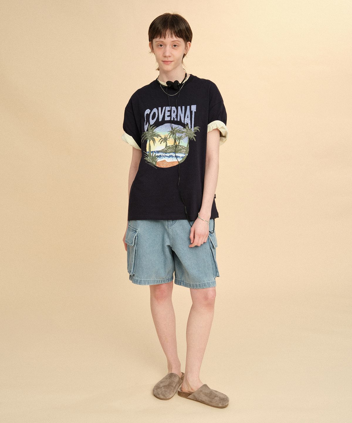 커버낫(COVERNAT) 데님 카고 쇼츠 Light Blue