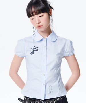 타투 프린트 셔츠 [스카이블루]