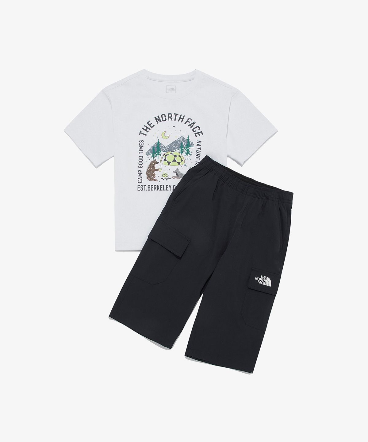 노스페이스 키즈(THE NORTH FACE KIDS) 키즈 하이크 카프리 크루 세트 NT7UR19T_WHT