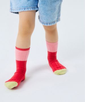 컬러블록 키즈 삭스 피치