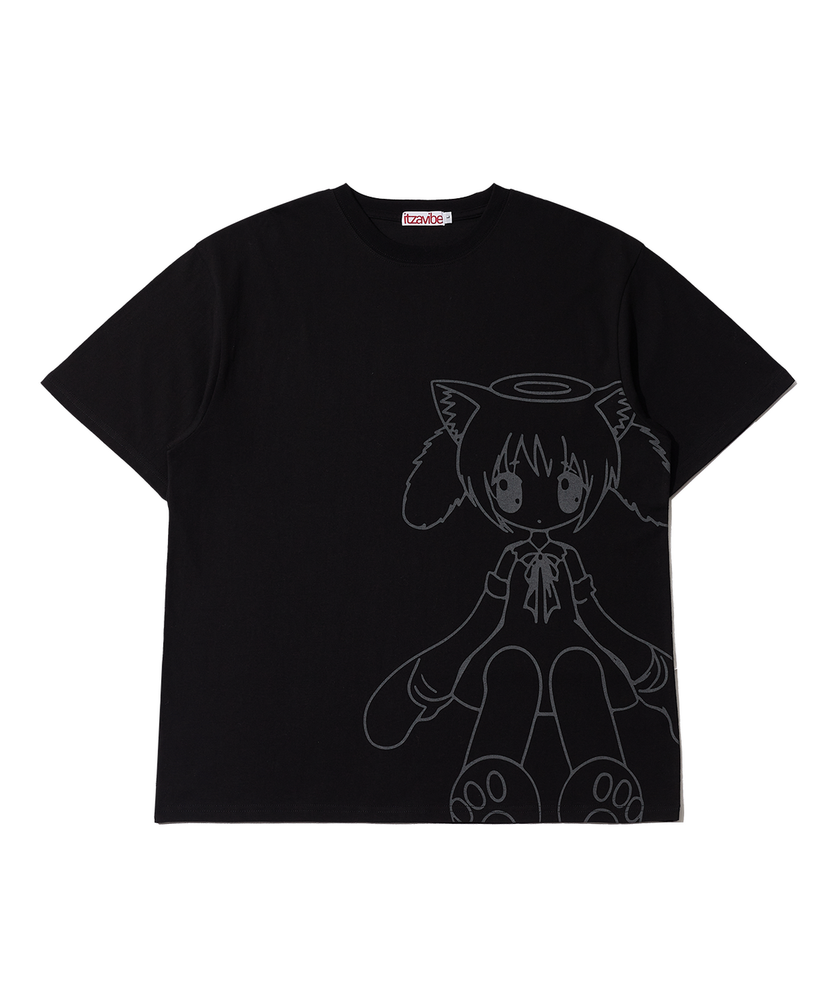 잇자바이브(ITZAVIBE) CAT GIRL T SHIRT - BLACK