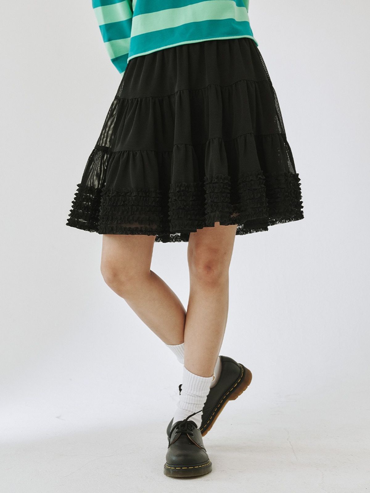 플리즈프로젝트(PLZPROJECT) MESH SKIRT, BLACK