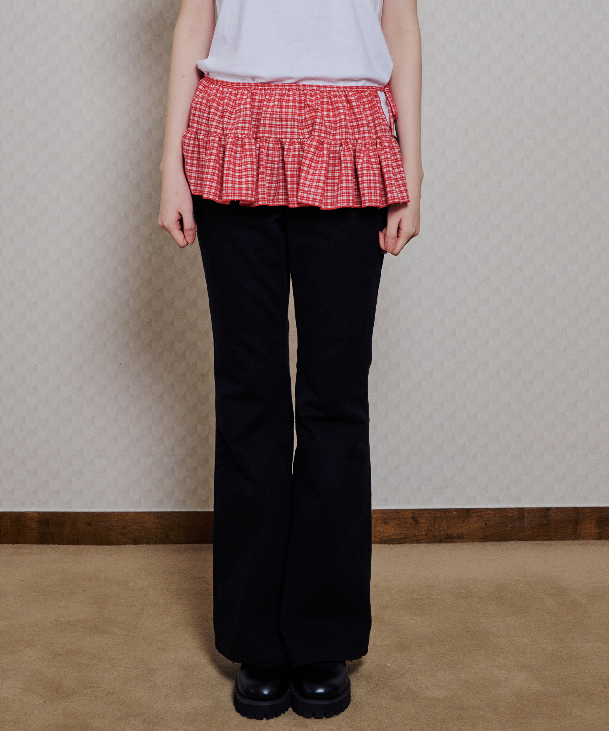 ★25SS新作★ITZAVIBE★RED CHECK LAYERED WRAP SHORT SKIRT MUSINSA公式 | ITZAVIBE RED CHECK LAYERED WRAP SHORT SKIRT