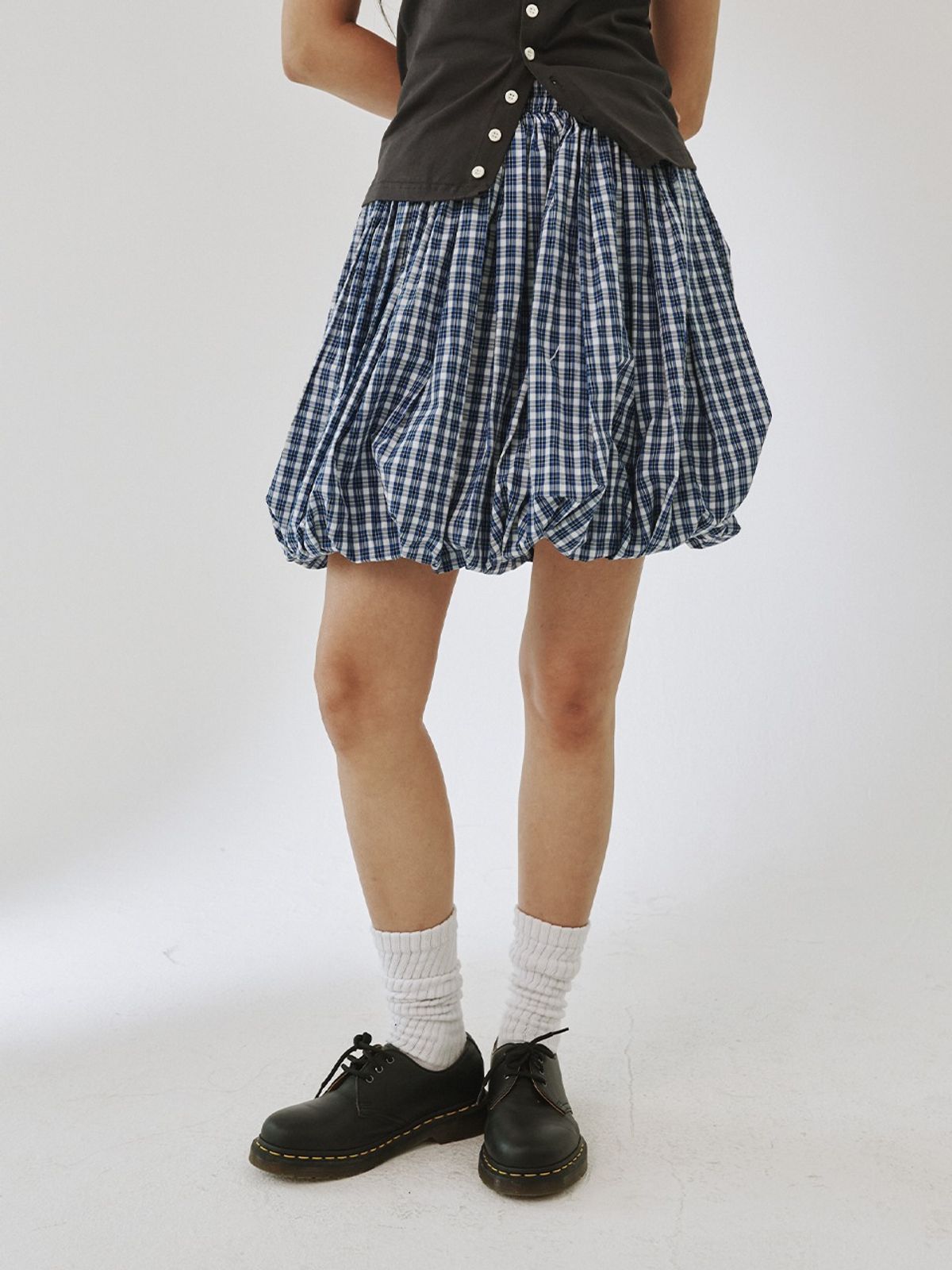 플리즈프로젝트(PLZPROJECT) BALLOON SKIRT, BLUE CHECK