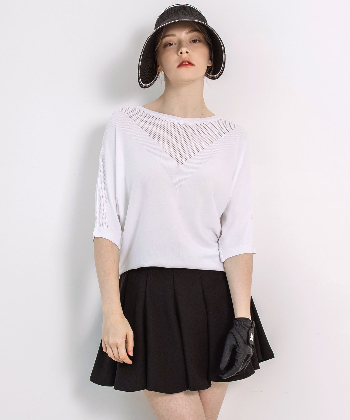 바스카라(VASCARA) V Punching Round Neck Half Sleeve Knitwear (5colors)