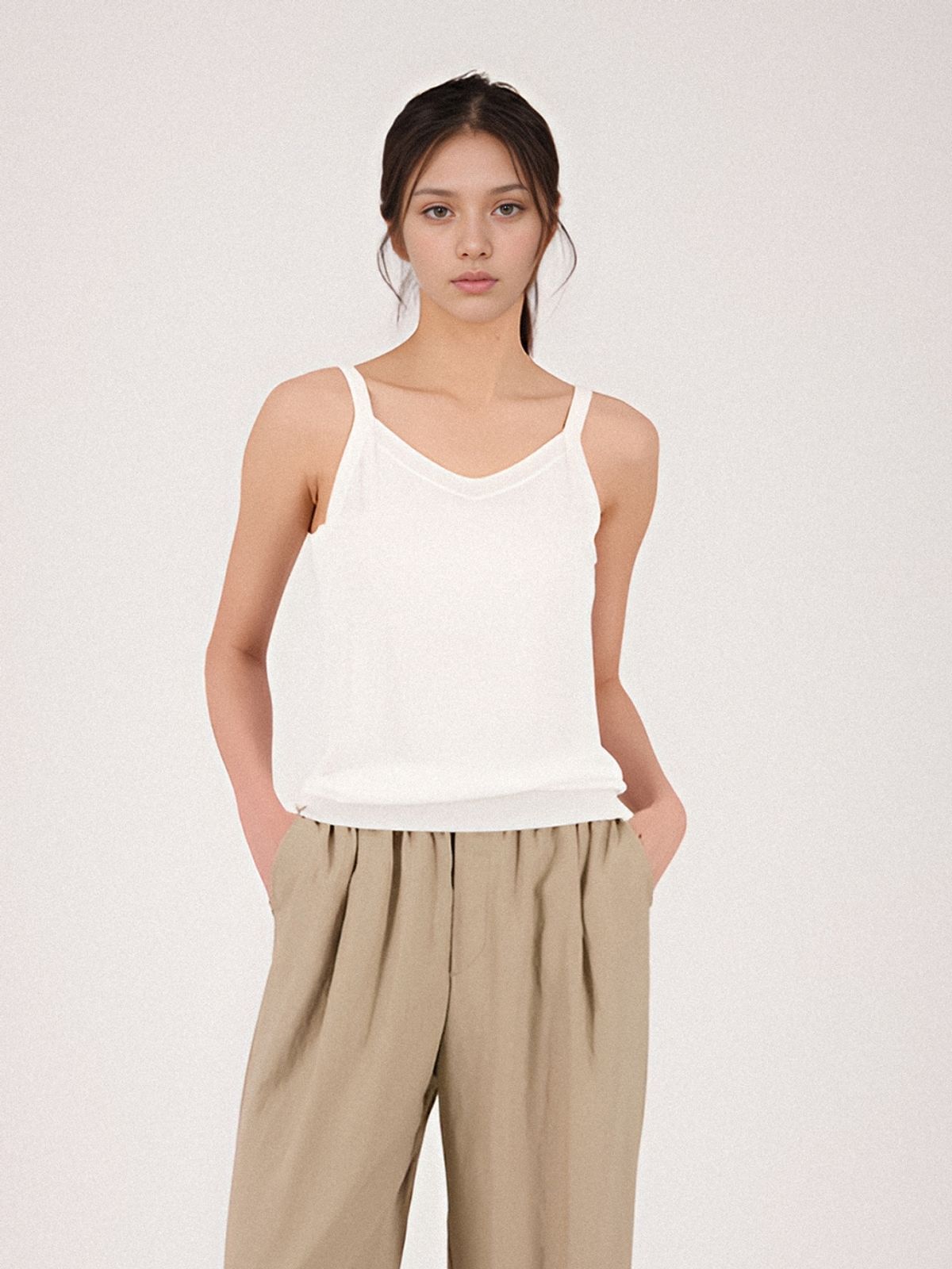 아쿠드(ACUD) V-neck Strap Sleeveless Knit _KH.Grey
