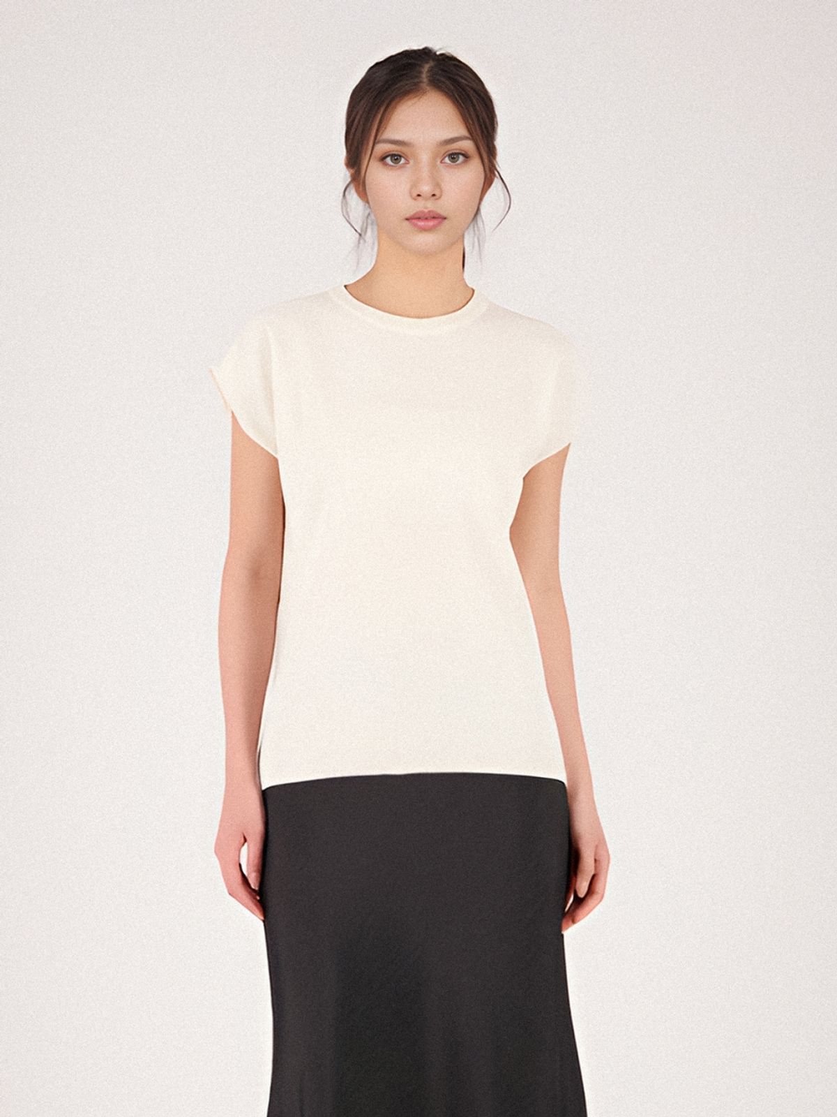 아쿠드(ACUD) Half Sleeve Cotton Knit _Ivory