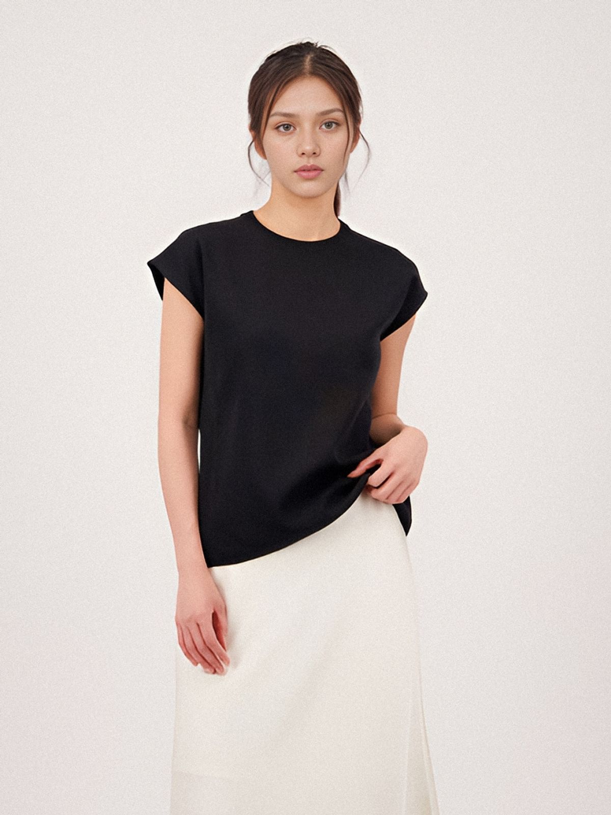 아쿠드(ACUD) Half Sleeve Cotton Knit _Black