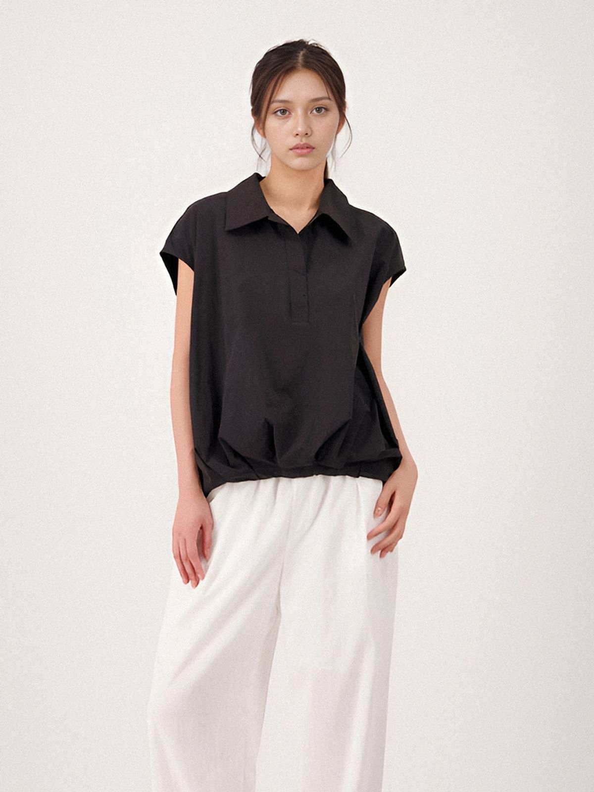 아쿠드(ACUD) Loosefit Sleeveless Shirt Blouse _Black