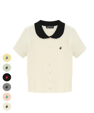 여성 라운드 카라 반팔 니트 가디건 6Color TK005