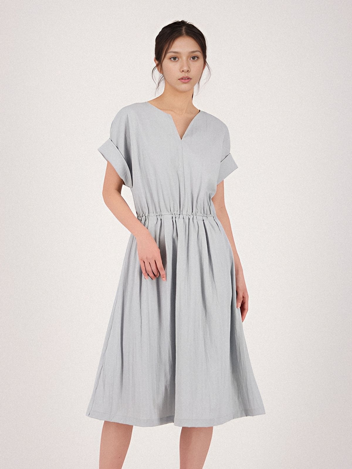 아쿠드(ACUD) Sleeve Detail Slit Dress _Sky