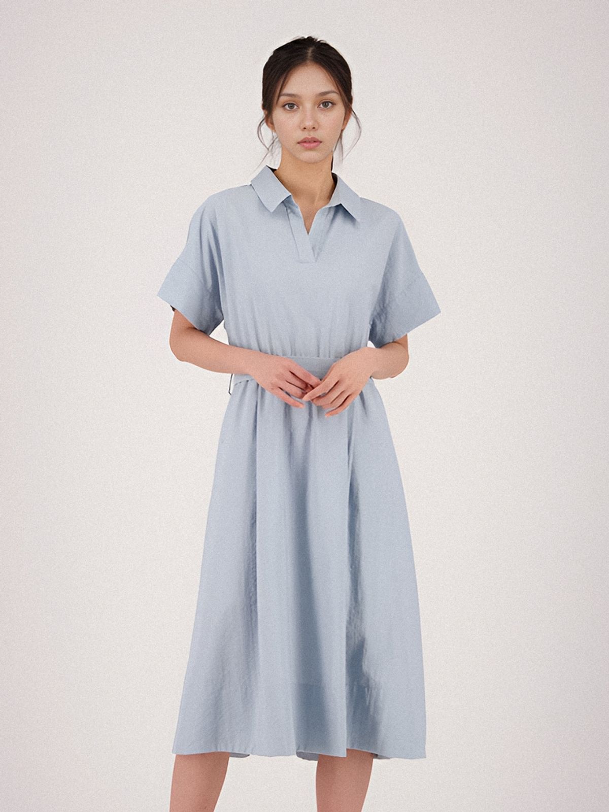 아쿠드(ACUD) Collar Neck Half Sleeve Dress _Sky