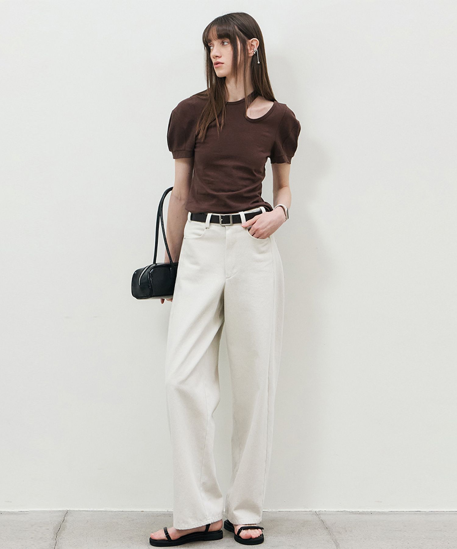 ★ MARRON EDITION★ 25 Summer Brown Cutout TShirt 25 Summer MUSINSA | MARRON EDITION 25 Summer_ Brown Cut-out T-Shirt